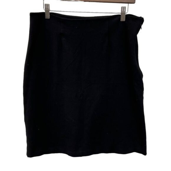 NY Collection Black Knit Pencil Skirt with Ruffle Detail - Picture 8 of 8